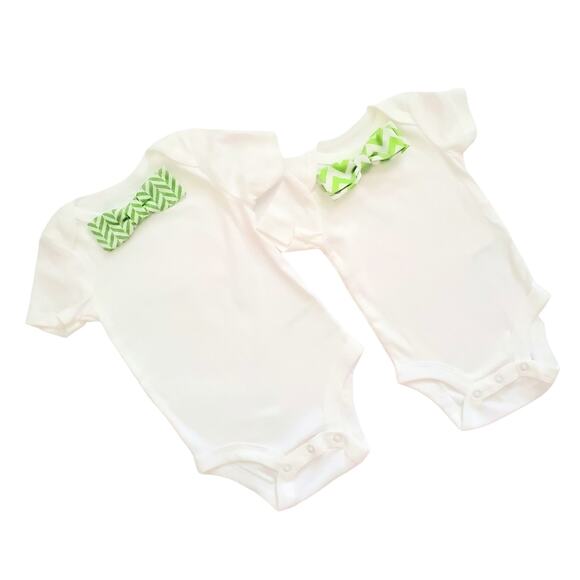 Pair of onsies with removable bow ties - Picture 1 of 3